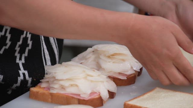 Sandwich Made with Bread, Ham, and Korean Melon