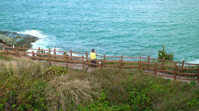 Person taking photos by the seaside