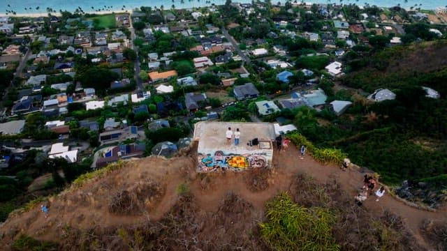 Hilltop View of Coastal Town