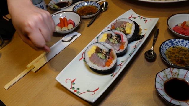 Kimbap with yellow tail