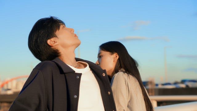 Couple enjoying the sunset outdoors