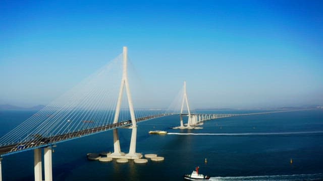 Incheon bridge over a calm sea