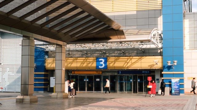 Bustling City Train Station Facade