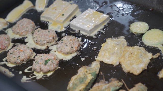 Cooking Korean Pancakes on a Hot Griddle
