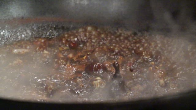 Delicious Jjajang Sauce Cooked in a Wok
