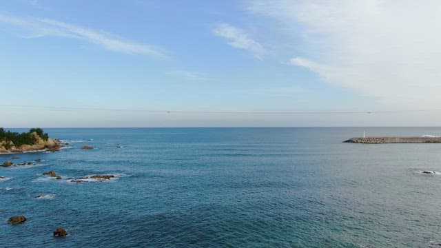 Serene coastline with clear blue waters