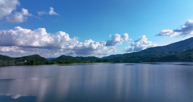 Serene lake surrounded by mountains