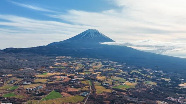 Vast landscape with a majestic Mount Fuji