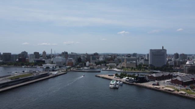 Buildings in Bustling Seaport under the Clear Skies