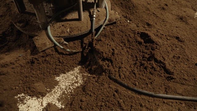 Scene of digging out dirt with a shovel