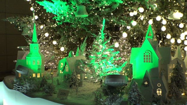 Decorative Christmas Tree and Houses with Lights