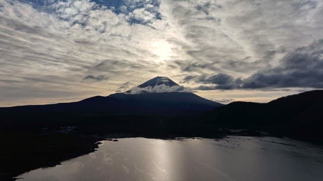 Serene Mount Fuji with a lake at sunrise