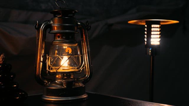 Turning off the light from Vintage Lantern and Modern Lamp