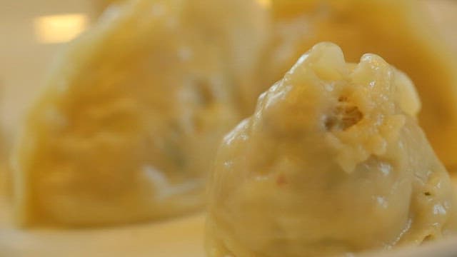 Steamed Pyeongyang dumplings on a plate