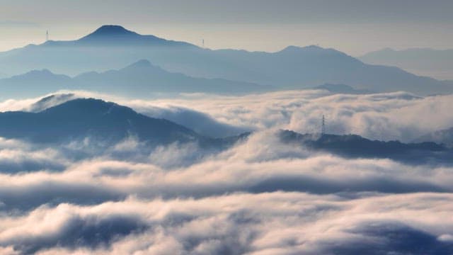 Mountains covered in clouds
