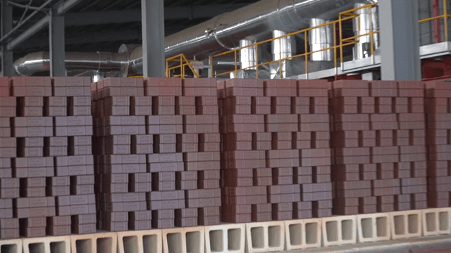 stacks of bricks in a factory setting