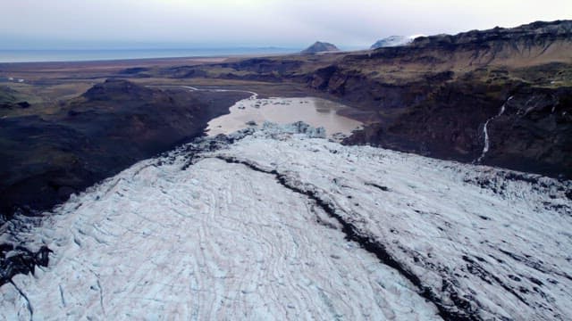 Vast glacier stretching across a mountain
