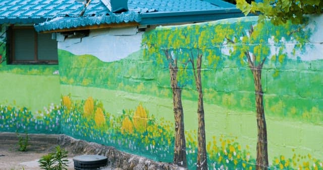 Colorful mural painting on a house wall
