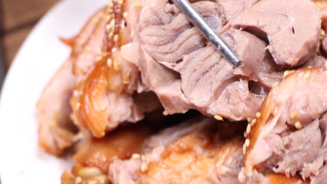 Appetizing pork feet sprinkled with sesame seeds