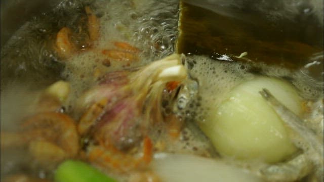 Boiling Seafood and Vegetables in a Pot