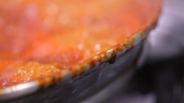 Spicy braised ribs boiling in a pot