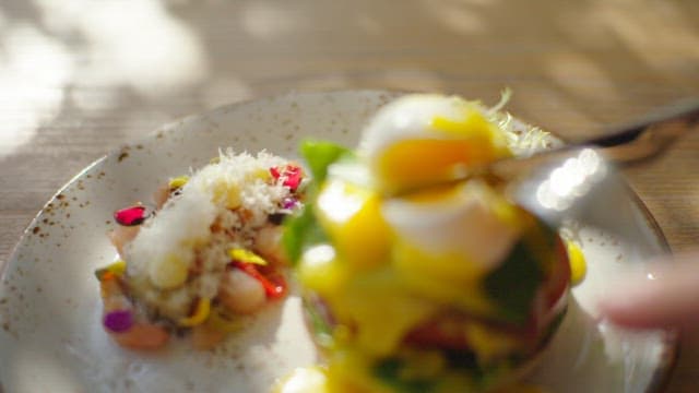 Eggs Benedict and Salad for Breakfast