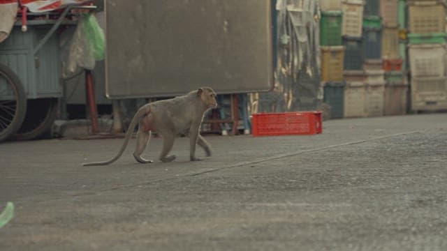 Monkey Stealing Human Food and Running away
