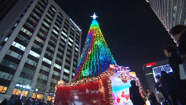 Festive Christmas Tree Lighting in Center of City