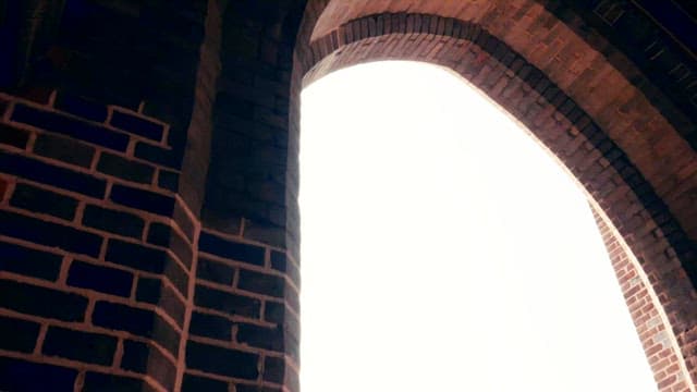 Arched window of a historic cathedral