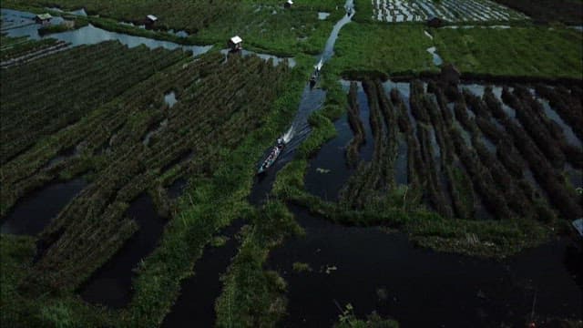 Serene Aerial View of Rustic Waterway Farms