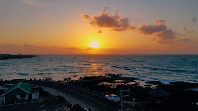 Coastal Village at Sunset