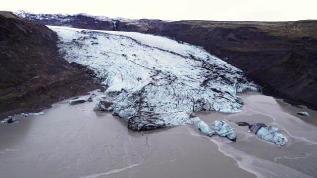 Vast glacier stretching across a mountain