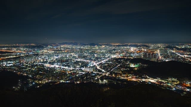 Panoramic Night View of a Bustling City