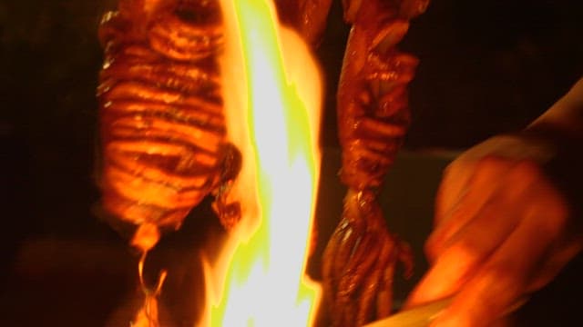 Sizzling Squid on a Flaming Grill