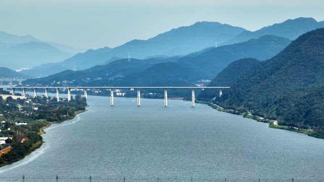 River flowing through a mountainous landscape