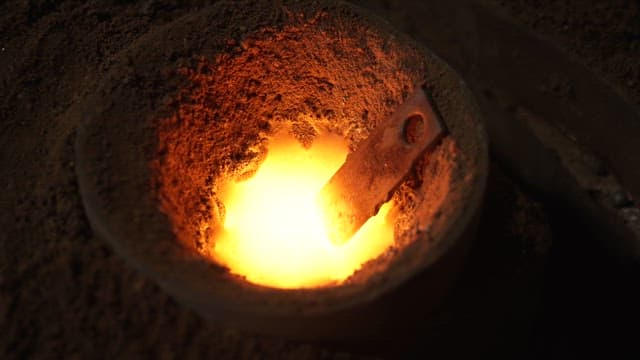 Molten metal in an industrial foundry